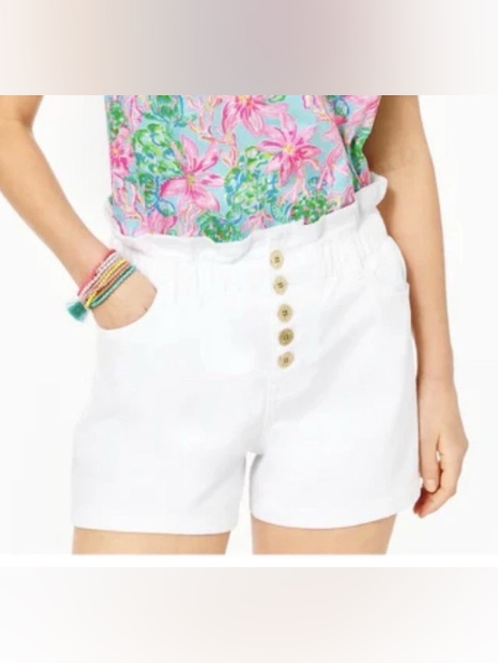 Lilly Pulitzer Pants - Lilly Pulitzer Neva White High-Waist Ruffled Button-Front Shorts NWT